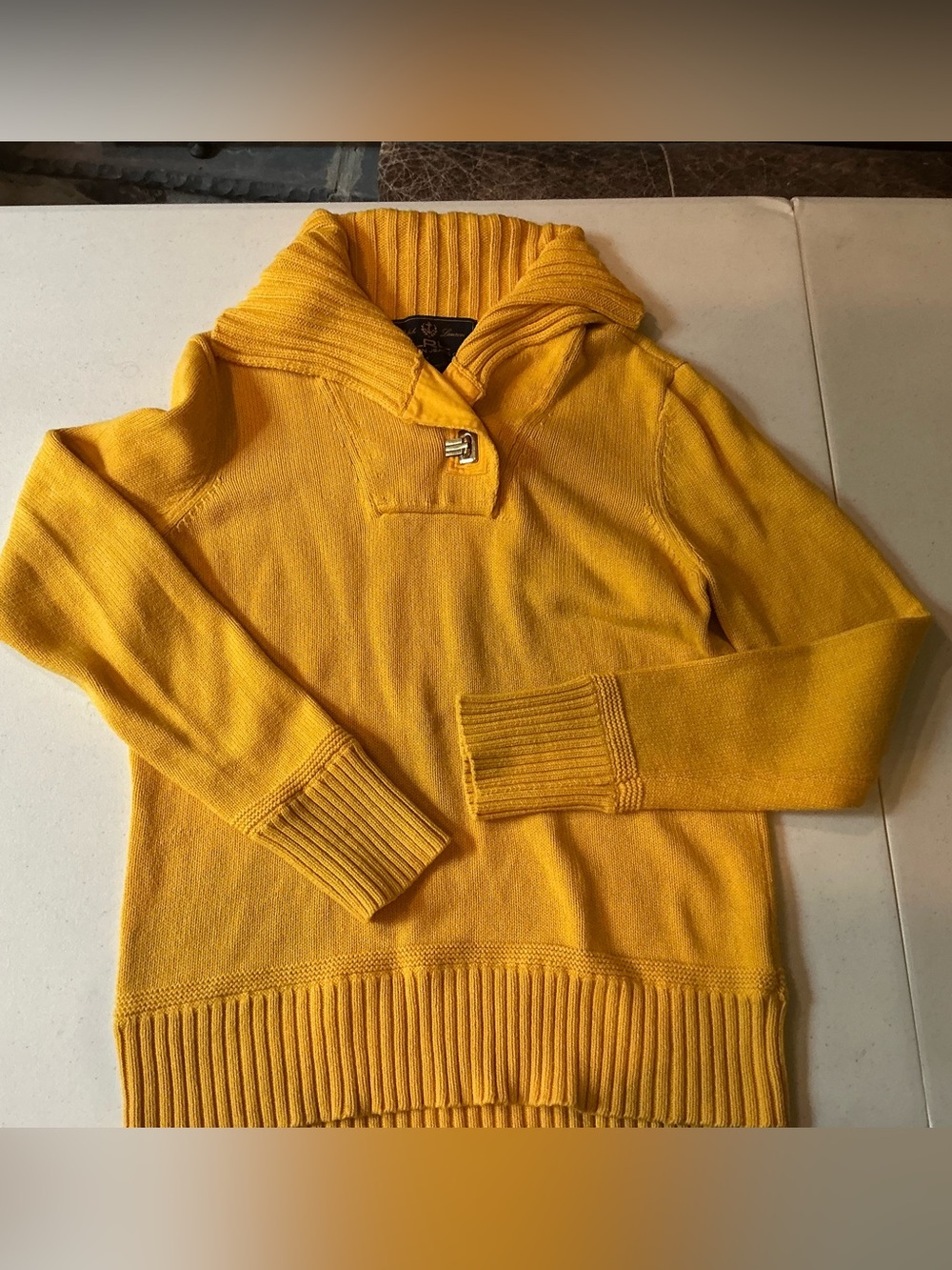 Lauren Ralph Lauren Yellow Turtleneck Sweater with Ruffle Collar